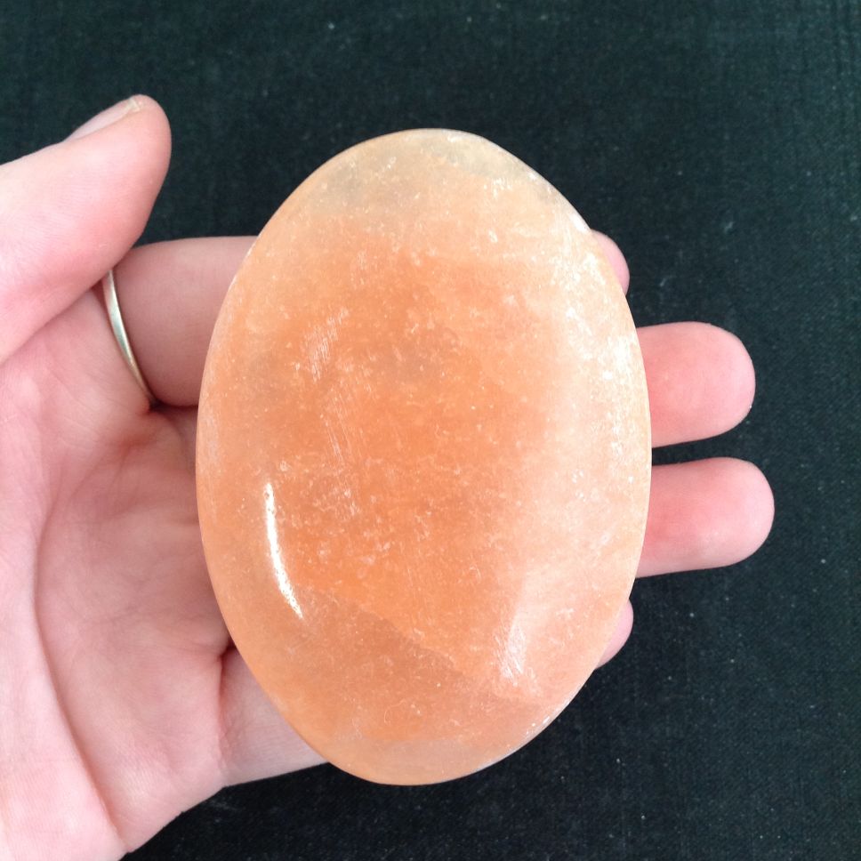 Selenite Palm Stone - Peach - Large Selenite Palm Stone - Peach - Large